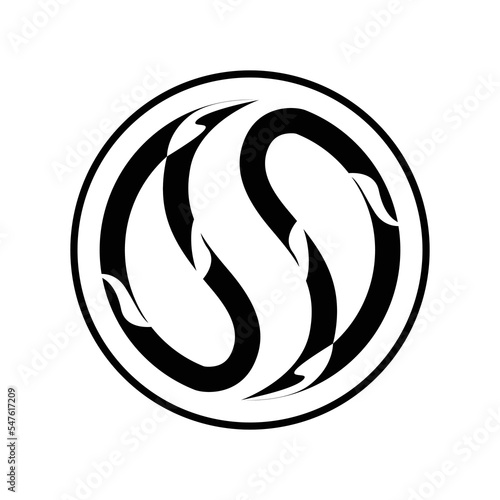 yin yang icon, koi fish logo illustration, a simple vector design