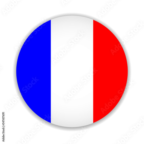 Round flag of France. Vector Illustration.