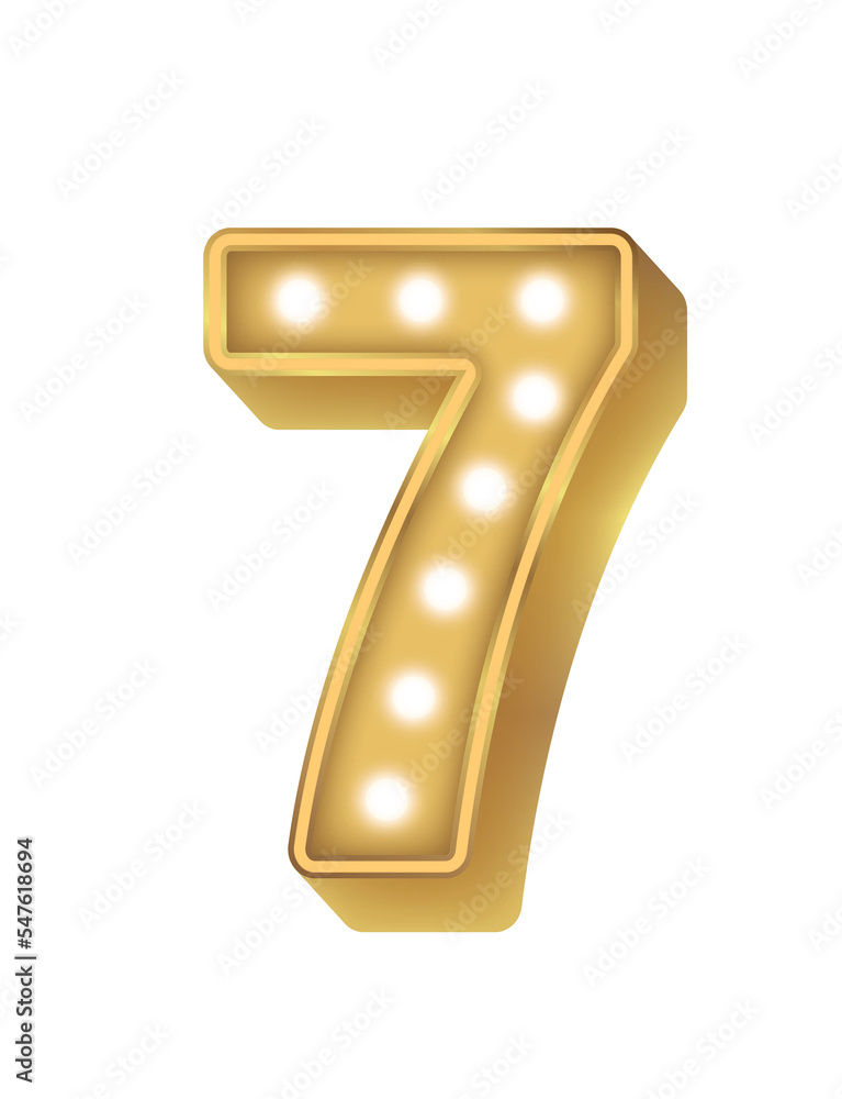 01 Alphabet Gold Bulb Light Number 7 01 Alphabet Gold Bulb Light Number 7