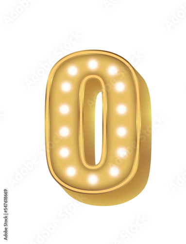 01 Alphabet Gold Bulb Light Number 0