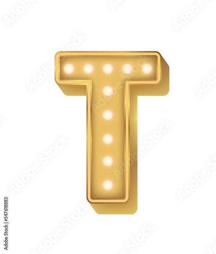 Alphabet Gold Bulb Light T