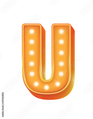 Alphabet Bulb Light Orange U