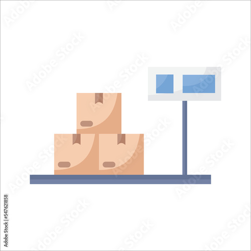 Cargo electronic scale icon. Industrial scale for parcel boxes. Vector illustration