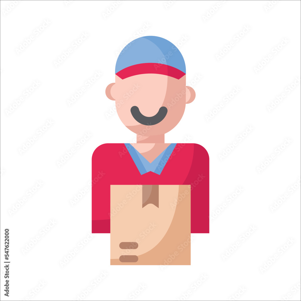 Delivery man icon flat style with editable stroke. Vector Illustration Delivery man icon flat style with editable stroke. Vector Illustration