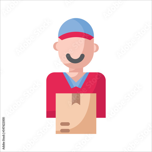 Delivery man icon flat style with editable stroke. Vector Illustration 