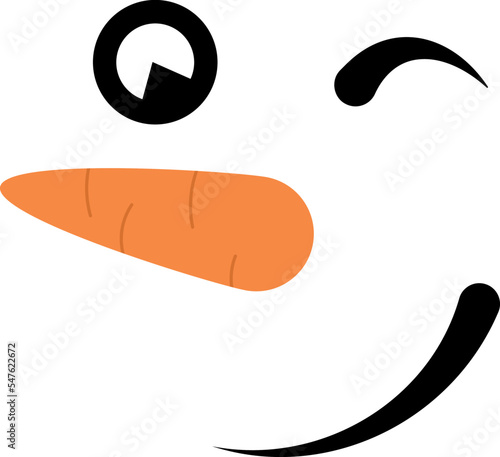 Cute fun face snowman isolated on white background. Hello winter. Graphics for t-shirts. Vector illustration.