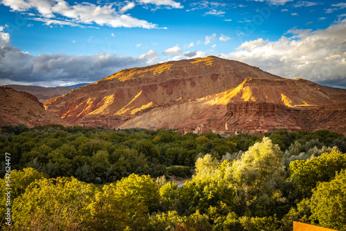 canyon, valley of roses, morocco, oasis, river, m'goun, high atlas mountains, north africa, sunset