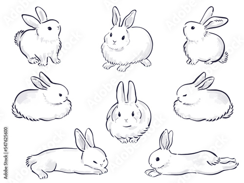年賀状に使える筆タッチのうさぎのイラスト