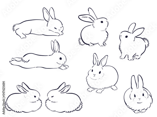 年賀状に使える筆タッチのうさぎのイラスト
