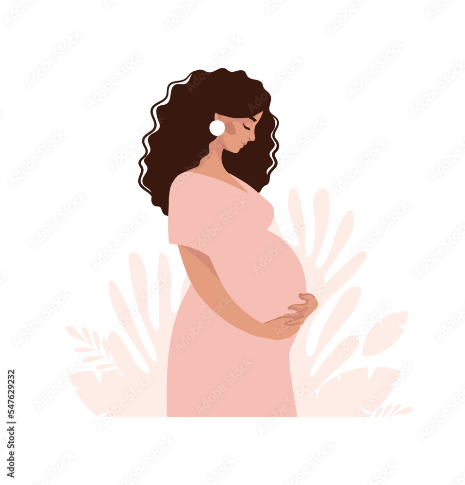 Beautiful pregnant woman, mom is waiting for the birth of a baby, a