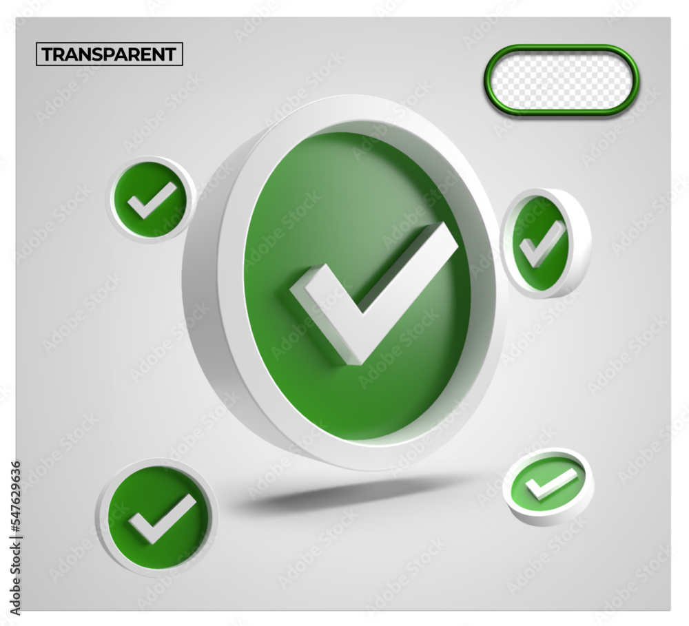 3D Render coin icon transparent check mark for element design approve, yes, agree 3D Render coin icon transparent check mark for element design approve, yes, agree
