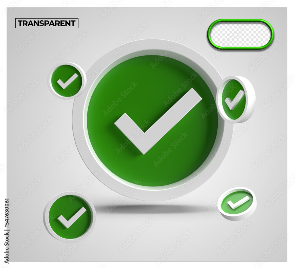3D Render coin icon transparent check mark for element design approve, yes, agree 3D Render coin icon transparent check mark for element design approve, yes, agree