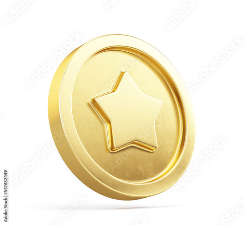 Gold coin isolated on white background. Gambling games, credit, token, curreny concept. 3d rendering photo