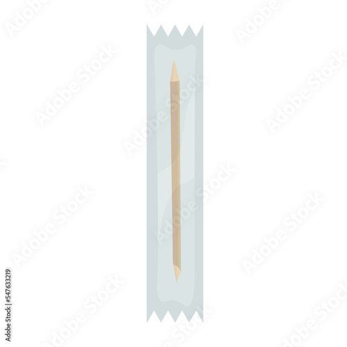 Wooden toothpick in pack on white background
