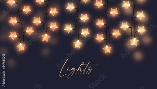 Soft light garland background with blur effect. Christmas lights