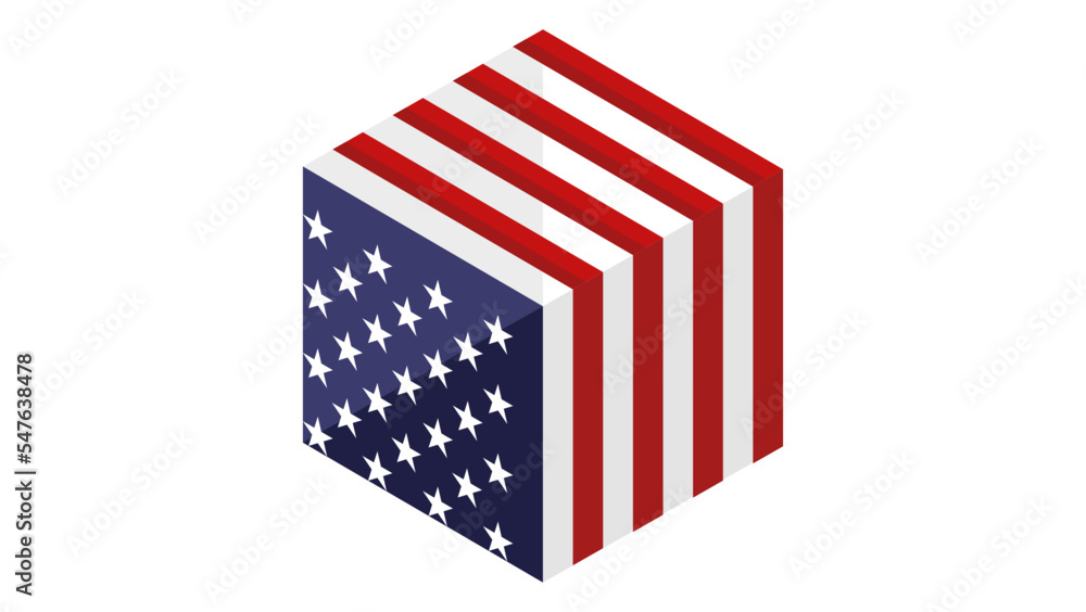 Fototapeta premium US flag cube shape design