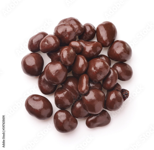 Top view of chocolate covered raisins