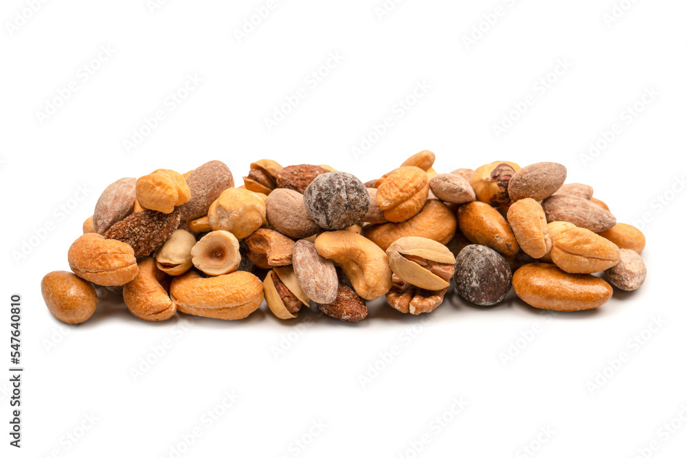 A group of almonds, pistachios, walnuts, macadamia, cashews. A group of almonds, pistachios, walnuts, macadamia, cashews.