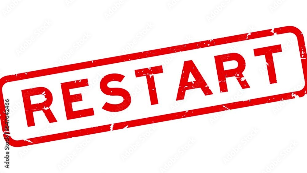 Grunge red restart word square rubber seal stamp zoom on white background Grunge red restart word square rubber seal stamp zoom on white background
