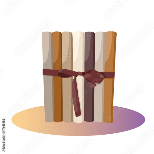 Vector bright books tied with a bow