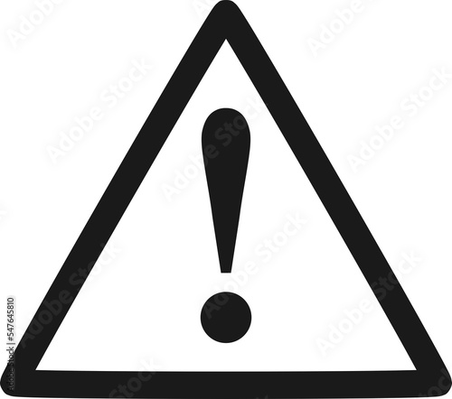 High quality flat simple style illustration of danger sign with exclamation point inside triangle isolated  photo