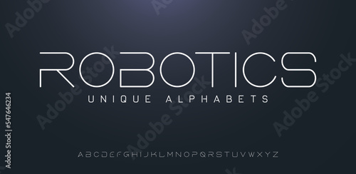 Elegant, minimal font. Alphabet letter fonts for tech. Typography modern style font set for logo, Poster, Banner. Vector typeface illustration.	