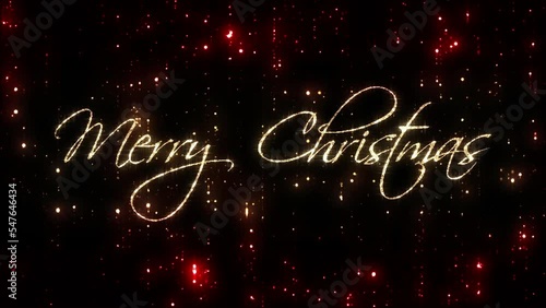 Merry Christmas Text Gold Animation 4K Hand writing Glitter