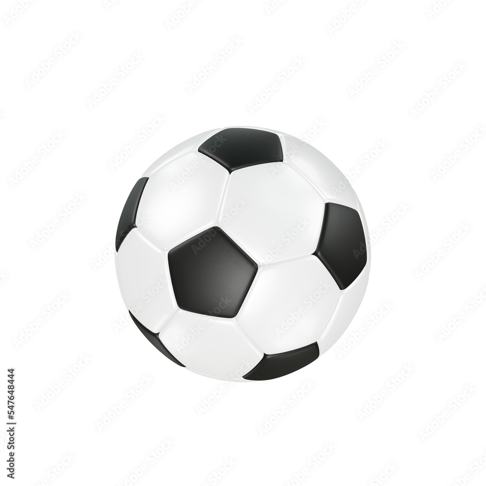 Classic soccer ball with black and white hexagons. Isolated on a transparent background. 3d render Classic soccer ball with black and white hexagons. Isolated on a transparent background. 3d render