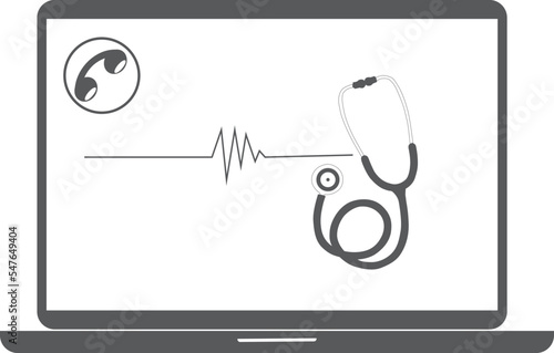 Telemedicine or telehealth virtual visit icon, telemedicine symbol vector