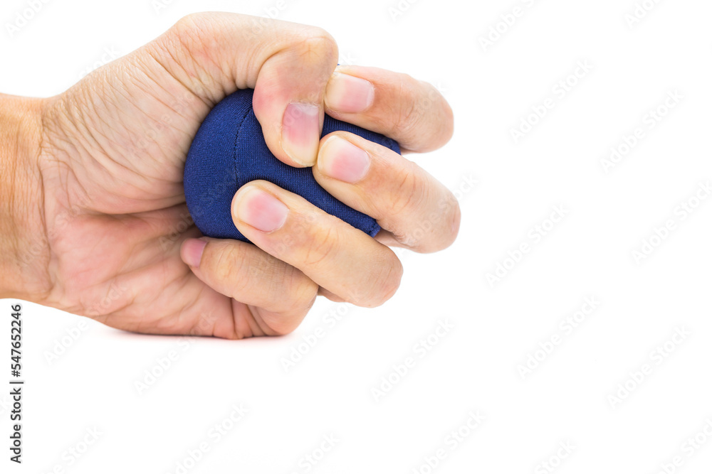 Abstract hand massage ball isolated on white background. For executives on hand to squeeze the muscles. Abstract hand massage ball isolated on white background. For executives on hand to squeeze the muscles.