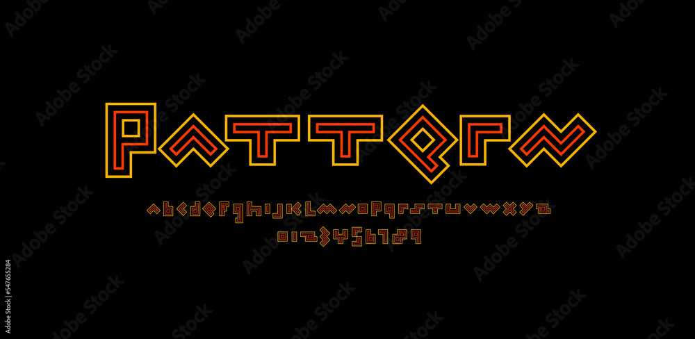 Geometric font alphabet made in pattern style, letters and number, vector illustration 10eps Geometric font alphabet made in pattern style, letters and number, vector illustration 10eps
