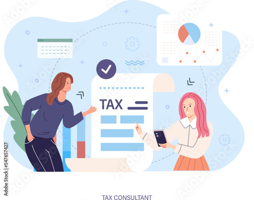 Female tax consultant or accountant preparing financial reports