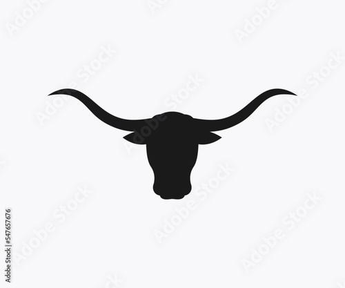 Longhorn Bull Head Silhouette Icon Vector Template