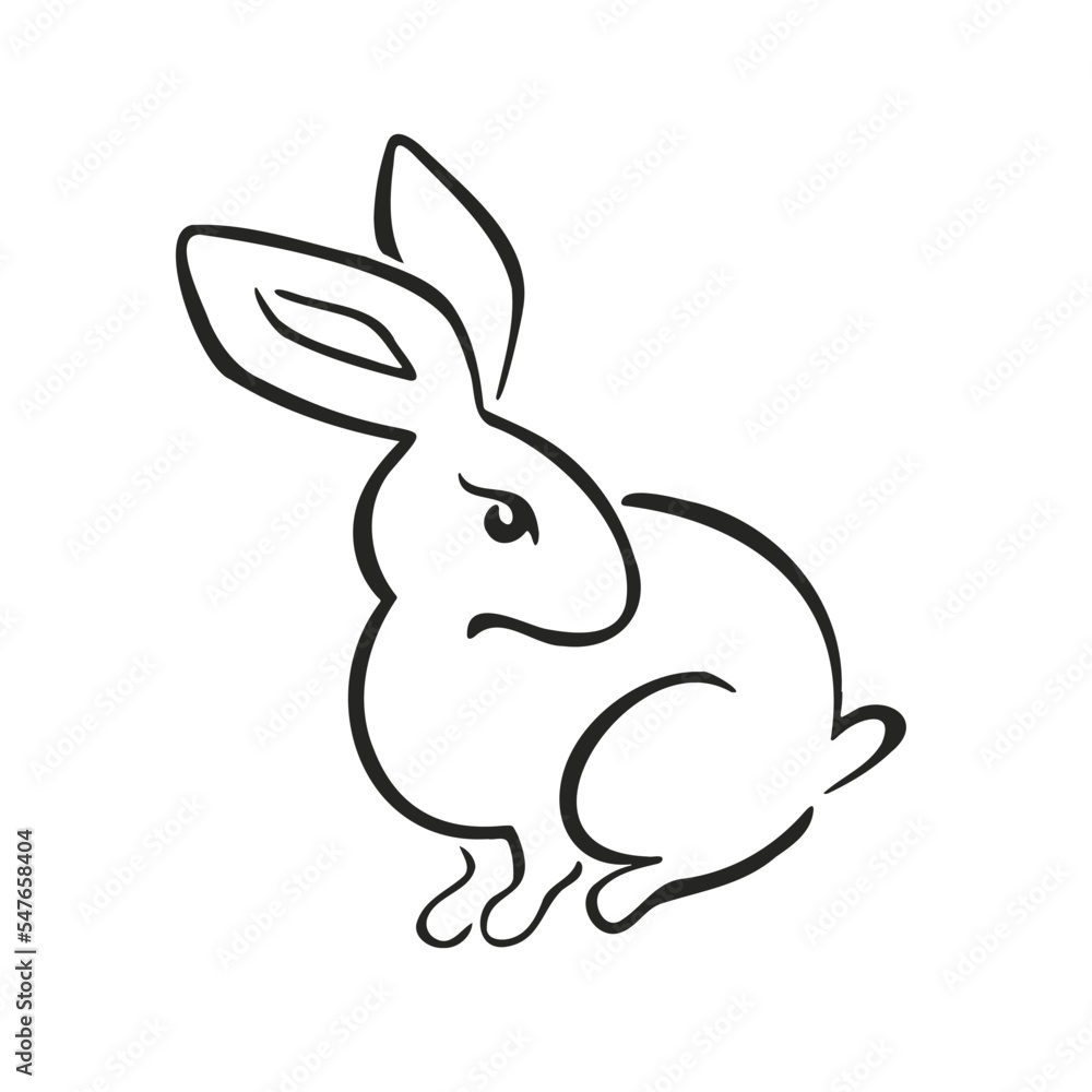 Eastern horoscope symbol easter bunny, rabbit line, vector illustration Eastern horoscope symbol easter bunny, rabbit line, vector illustration