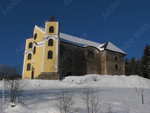 Church in the snow (Czech historical place) © jakub