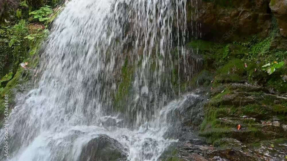 Beautiful waterfall in green forest, top view. Big Waterfall in 4k Beautiful waterfall in green forest, top view. Big Waterfall in 4k