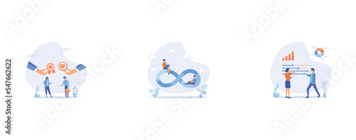 Employee appreciation, Devops, Control panel or slider for marketing campaign optimization, set flat vector modern illustration