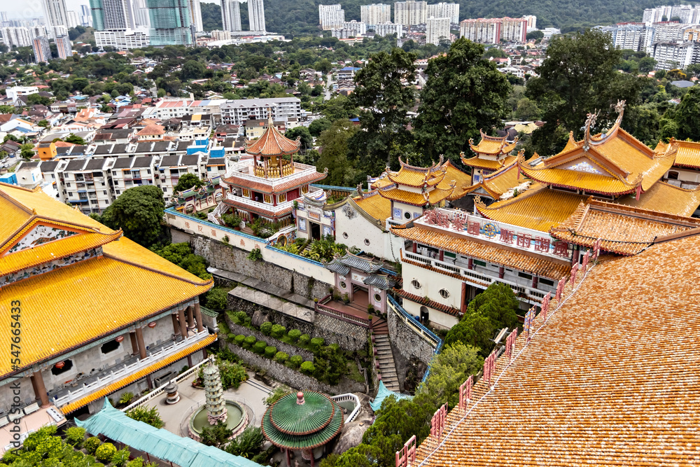 Fototapeta premium Aerial view of Kek Lok Si Buddhist temple in Georgetown, Penang, Malaysia