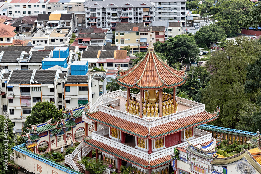 Fototapeta premium Aerial view of Kek Lok Si Buddhist temple in Georgetown, Penang, Malaysia