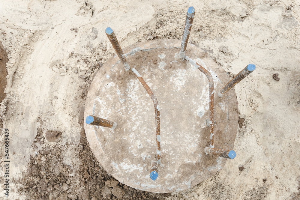 Construction works. Pile foundation after completed. Before pile cap