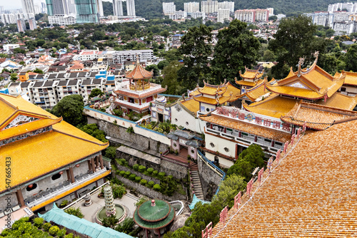 Aerial view of Kek Lok Si Buddhist temple in Georgetown, Penang, Malaysia