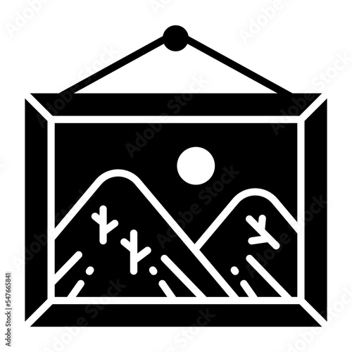 Scenery, hanging frame, landscape icon in modern style for website mobile logo app UI design. simple vector icon. 