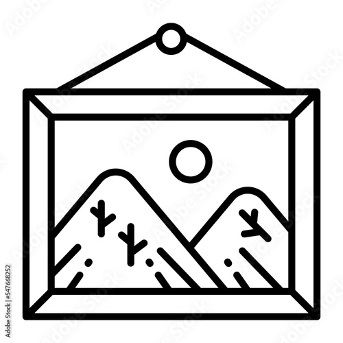 Scenery, hanging frame, landscape icon in modern style for website mobile logo app UI design. simple vector icon. 