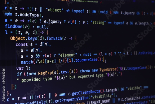 Software developer programming code. Abstract computer script code.