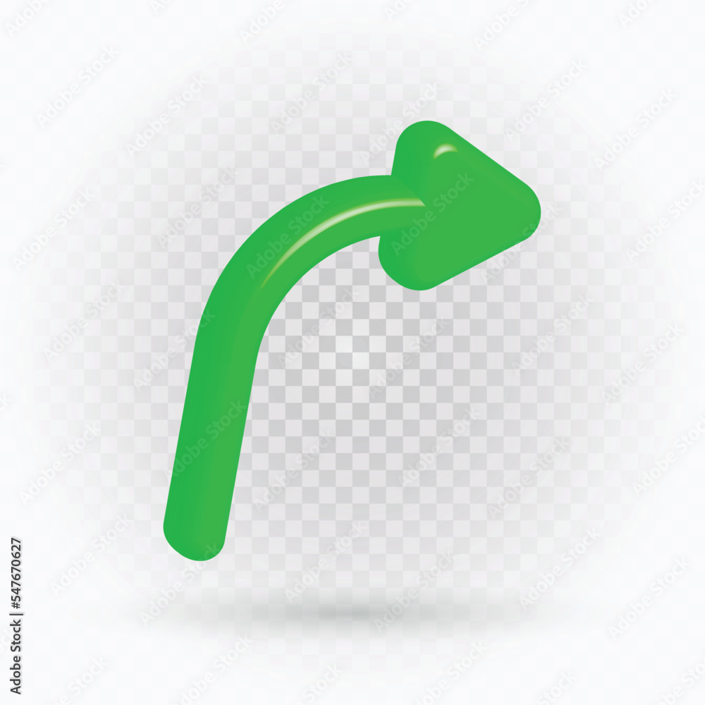 Green arrow clip art realistic object with highlight, isolated vector illustration. Green arrow clip art realistic object with highlight, isolated vector illustration.