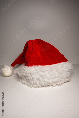 red Santa Clause hat in white background