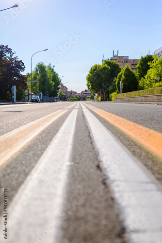 Straßenmarkierungen in Bologna., Italien