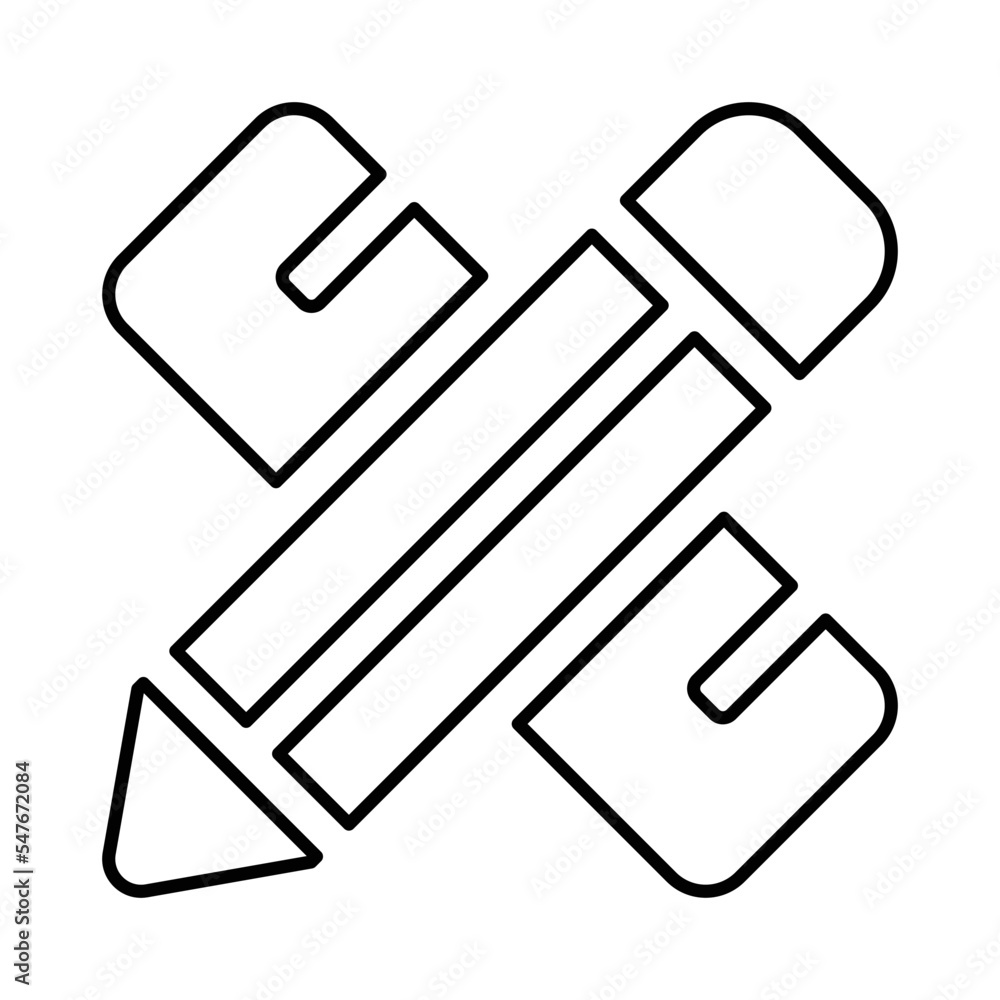 Pencil Ruler Icon in Line Style Pencil Ruler Icon in Line Style