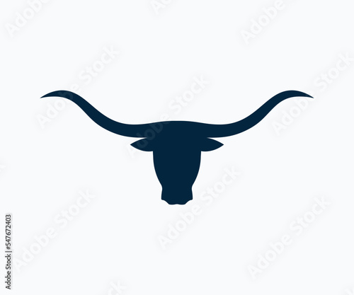Bull Head Silhouette Icon. Longhorn Bull Head Icon