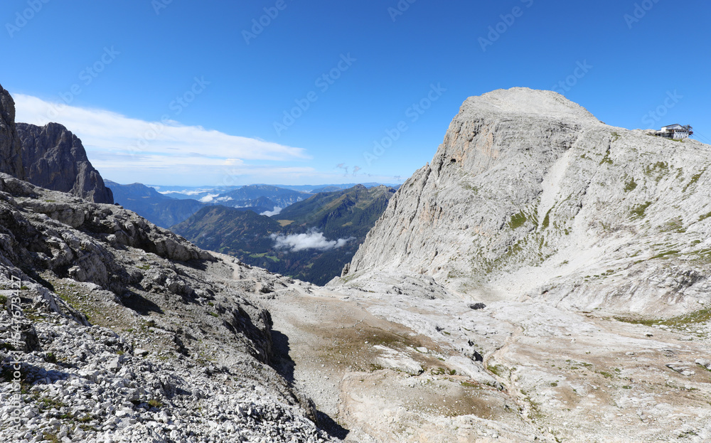 panorama of the Italian alps in the Dolomites mountain group in Italy